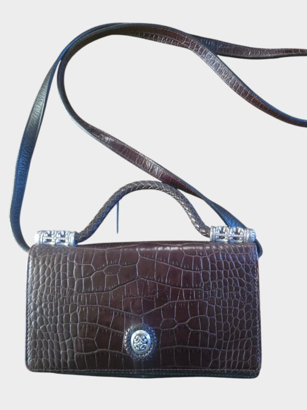 Brighton Richmond Croc Embossed Convertible Crossbody Wallet Clutch Purse